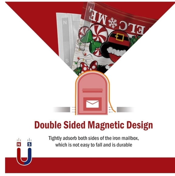Mickey / Minnie Mouse 'Welcome'  Christmas Holiday Magnetic Mailbox Cover  NEW - Picture 4 of 8
